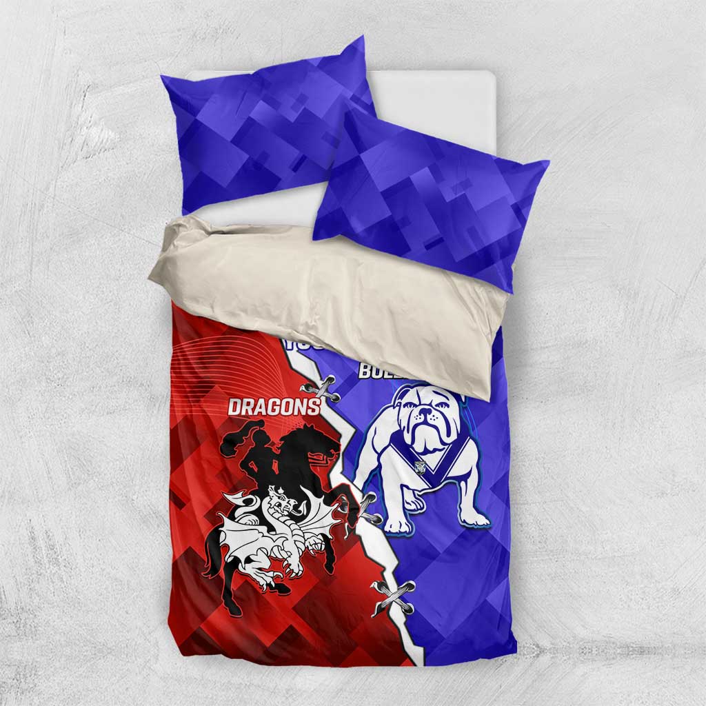 Custom Bulldogs And Dragons Rugby 2025 Bedding Set Dynamic Style
