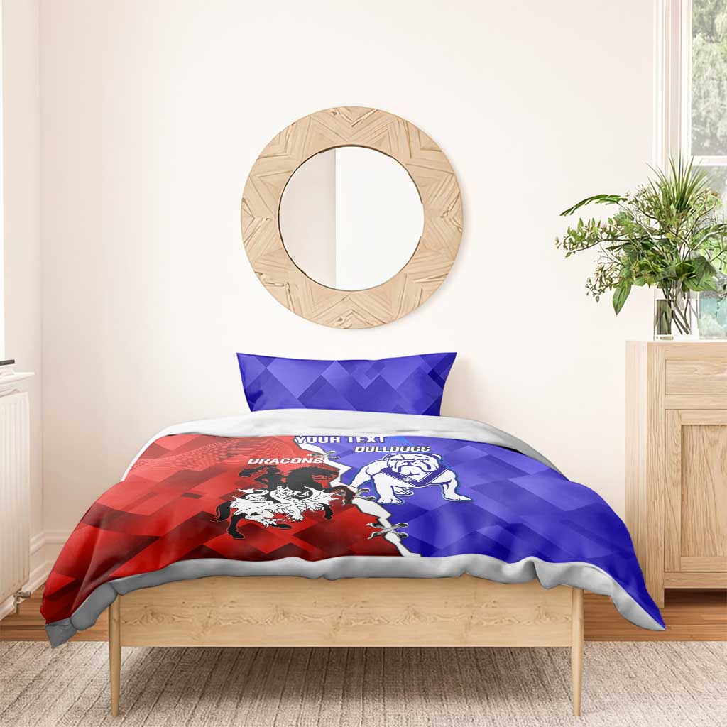 Custom Bulldogs And Dragons Rugby 2025 Bedding Set Dynamic Style