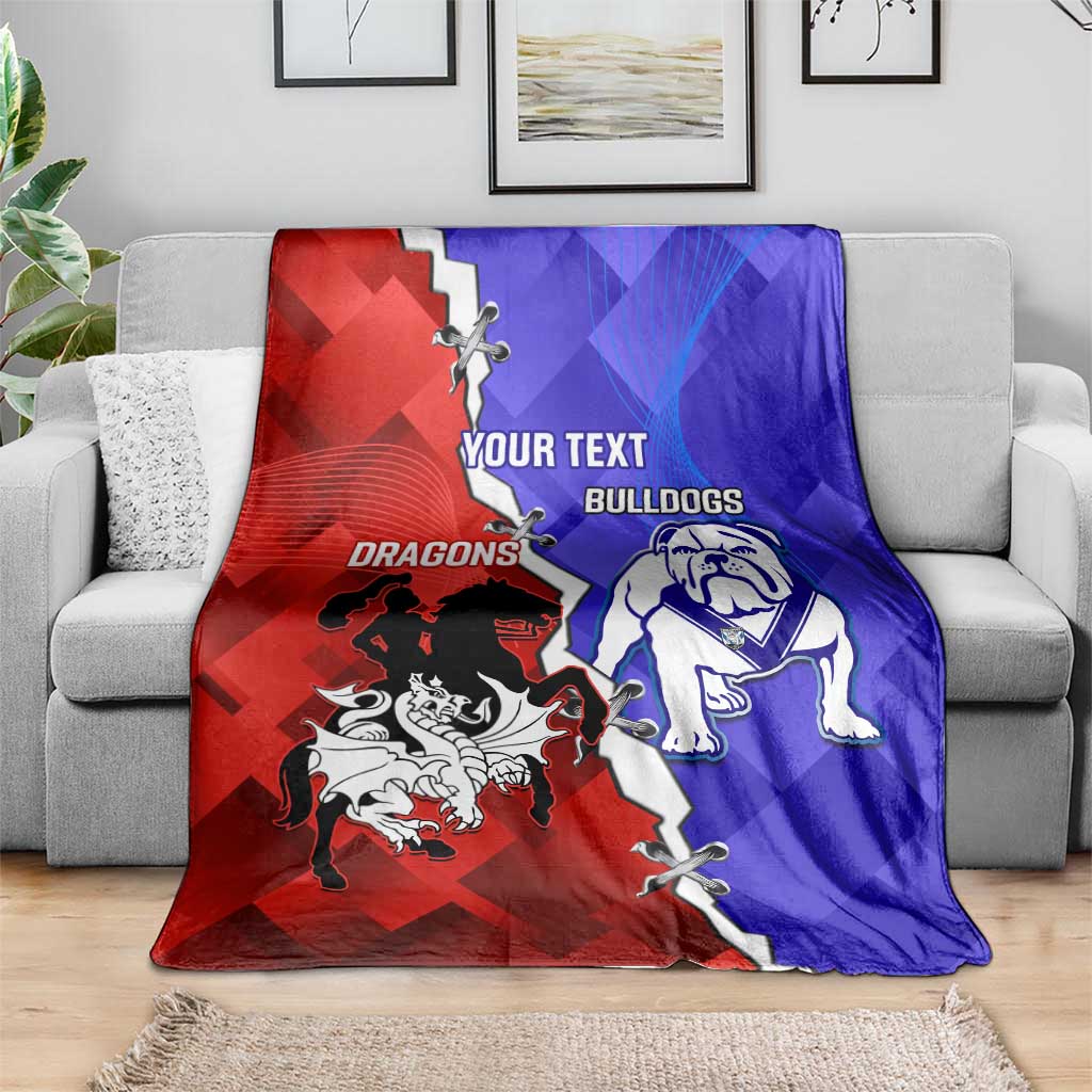 Custom Bulldogs And Dragons Rugby 2025 Blanket Dynamic Style
