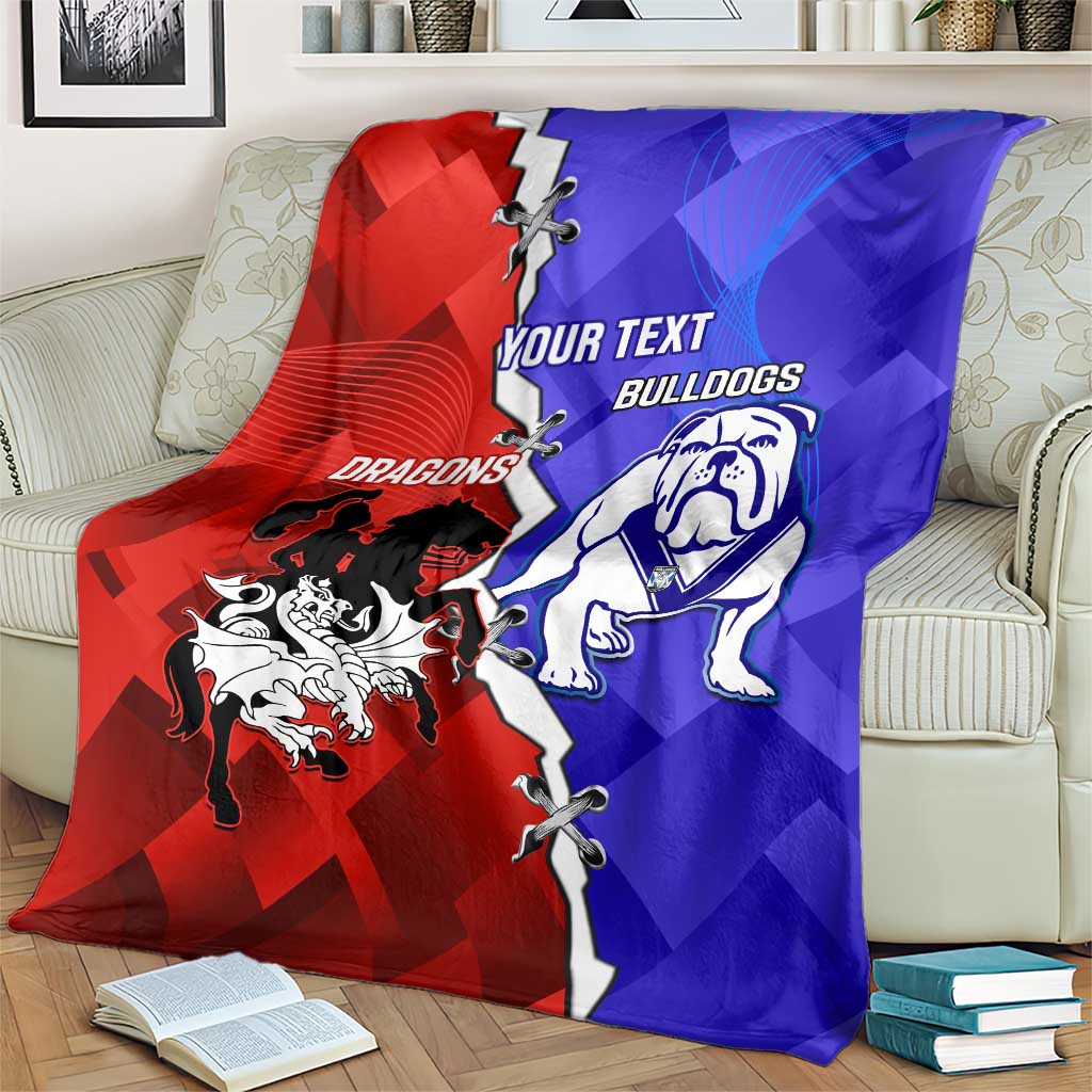 Custom Bulldogs And Dragons Rugby 2025 Blanket Dynamic Style