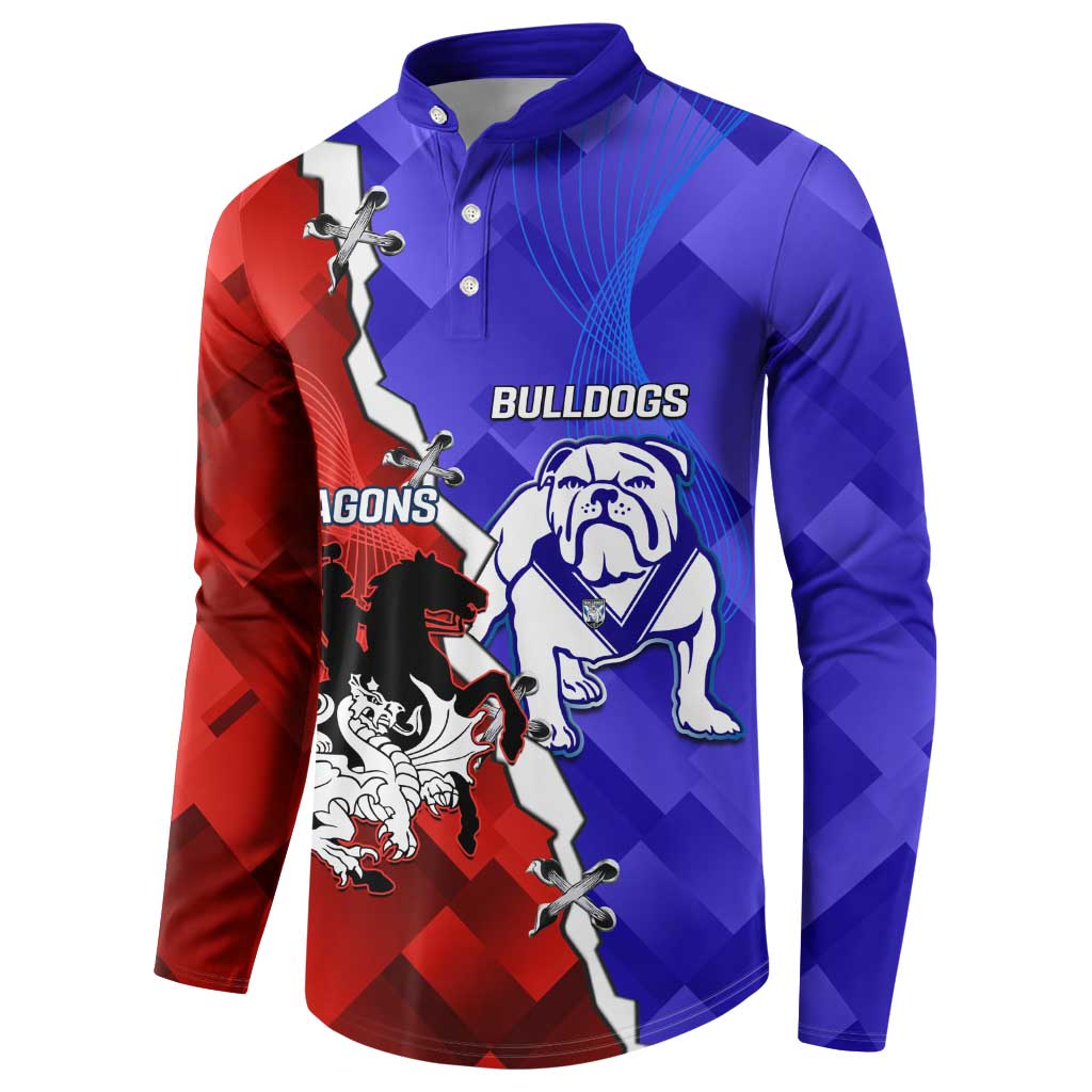 Custom Bulldogs And Dragons Rugby 2025 Button Sweatshirt Dynamic Style