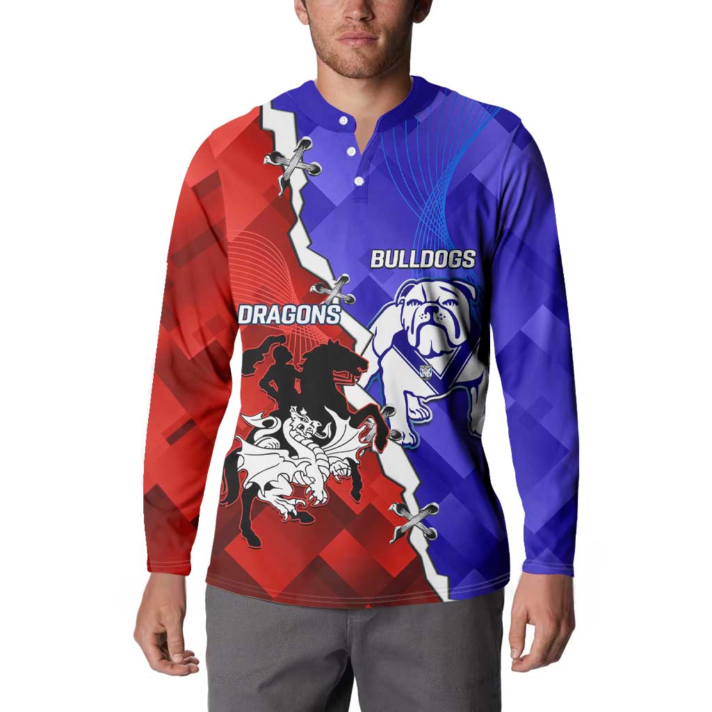 Custom Bulldogs And Dragons Rugby 2025 Button Sweatshirt Dynamic Style