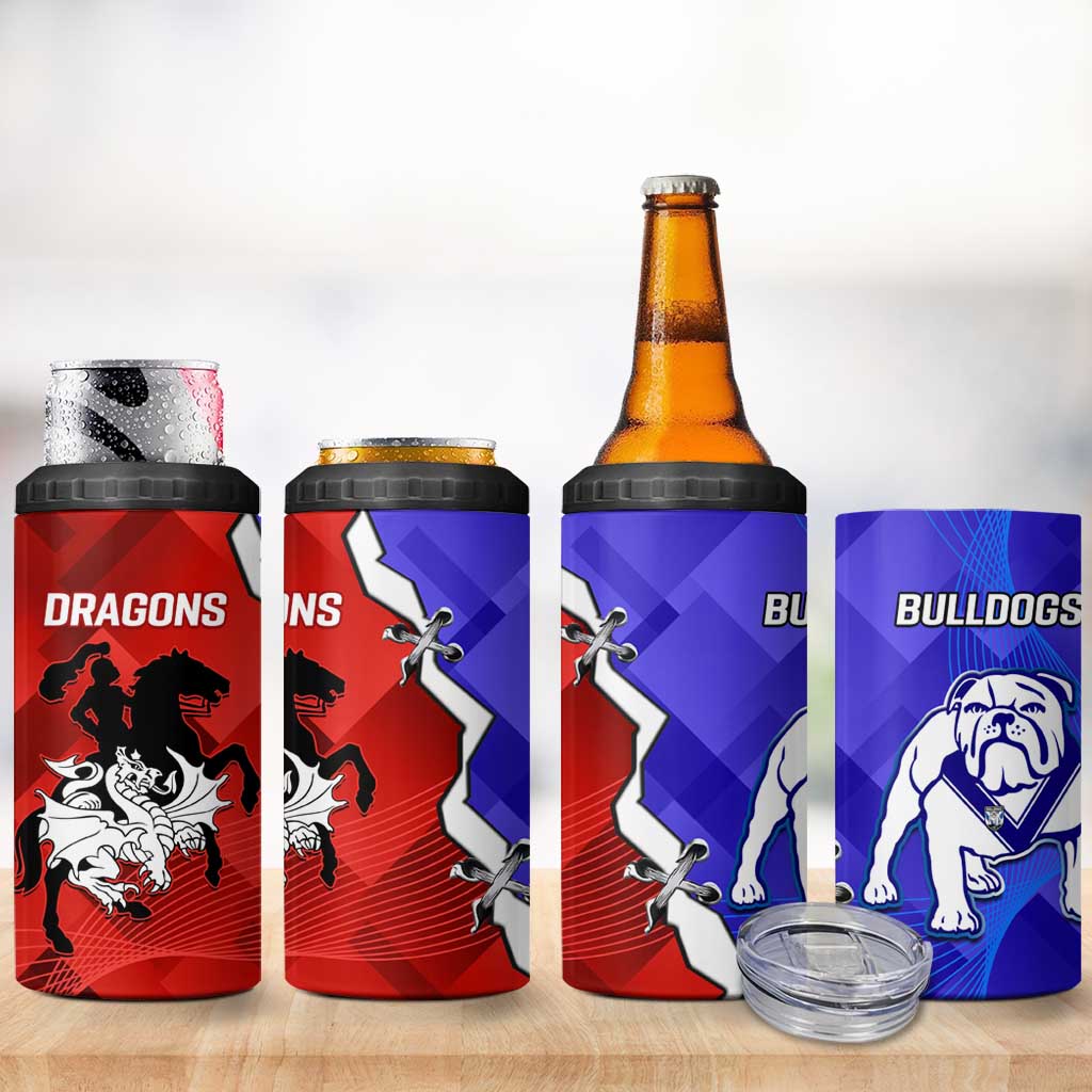 Bulldogs And Dragons Rugby 2025 4 in 1 Can Cooler Tumbler Dynamic Style