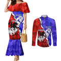 Custom Bulldogs And Dragons Rugby 2025 Couples Matching Mermaid Dress and Long Sleeve Button Shirt Dynamic Style
