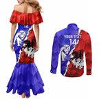 Custom Bulldogs And Dragons Rugby 2025 Couples Matching Mermaid Dress and Long Sleeve Button Shirt Dynamic Style