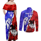 Custom Bulldogs And Dragons Rugby 2025 Couples Matching Off Shoulder Maxi Dress and Long Sleeve Button Shirt Dynamic Style