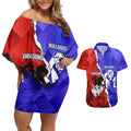 Custom Bulldogs And Dragons Rugby 2025 Couples Matching Off Shoulder Short Dress and Hawaiian Shirt Dynamic Style