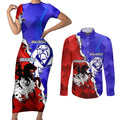 Custom Bulldogs And Dragons Rugby 2025 Couples Matching Short Sleeve Bodycon Dress and Long Sleeve Button Shirt Dynamic Style