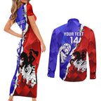 Custom Bulldogs And Dragons Rugby 2025 Couples Matching Short Sleeve Bodycon Dress and Long Sleeve Button Shirt Dynamic Style