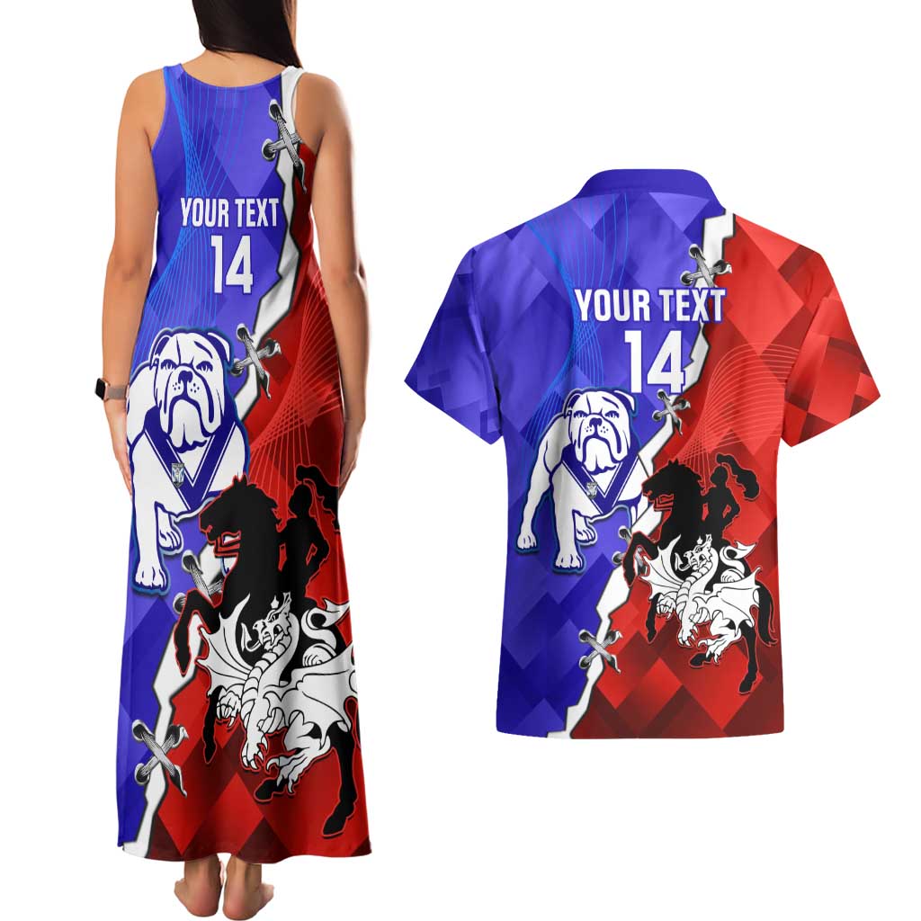 Custom Bulldogs And Dragons Rugby 2025 Couples Matching Tank Maxi Dress and Hawaiian Shirt Dynamic Style