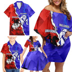 Custom Bulldogs And Dragons Rugby 2025 Family Matching Off Shoulder Short Dress and Hawaiian Shirt Dynamic Style