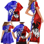 Custom Bulldogs And Dragons Rugby 2025 Family Matching Short Sleeve Bodycon Dress and Hawaiian Shirt Dynamic Style