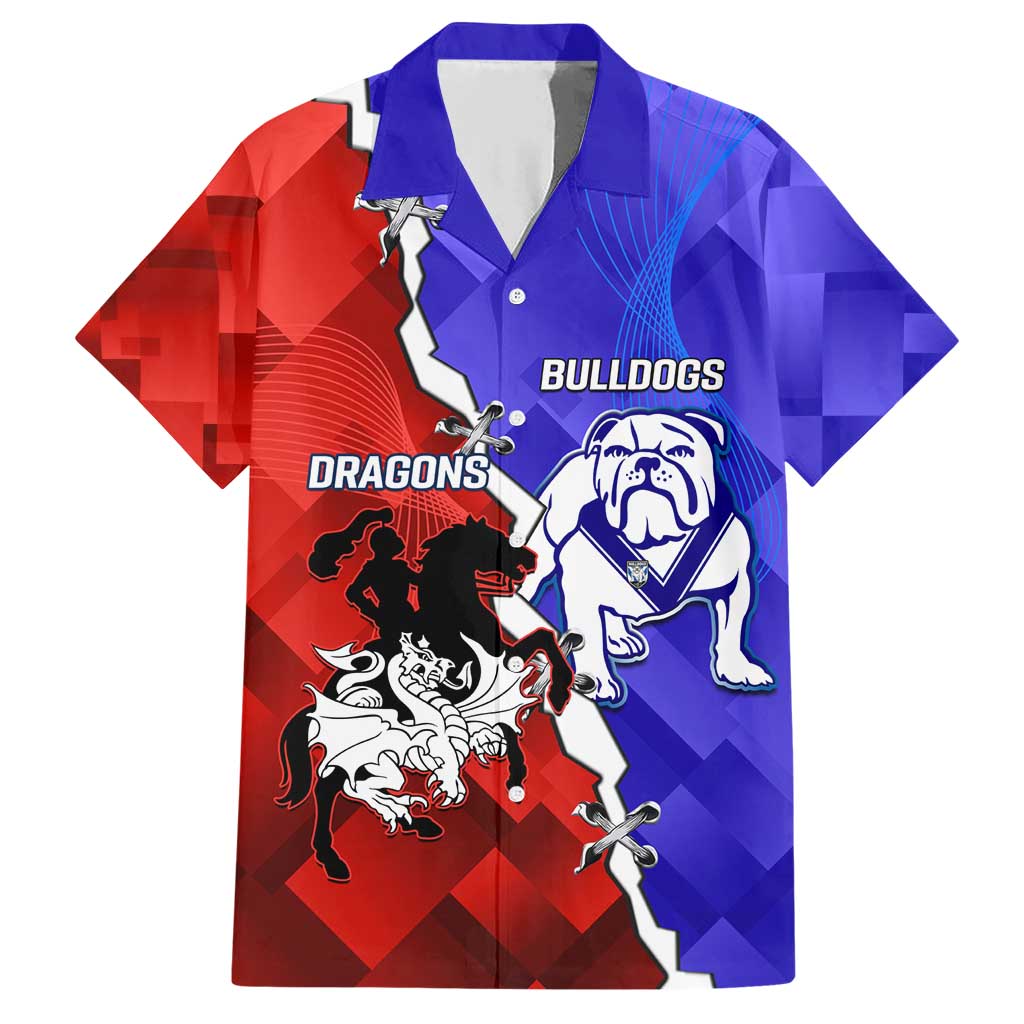 Custom Bulldogs And Dragons Rugby 2025 Family Matching Short Sleeve Bodycon Dress and Hawaiian Shirt Dynamic Style