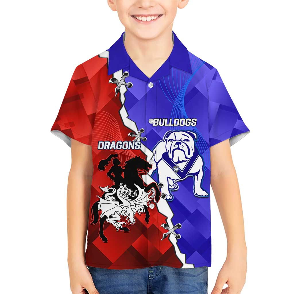 Custom Bulldogs And Dragons Rugby 2025 Family Matching Short Sleeve Bodycon Dress and Hawaiian Shirt Dynamic Style