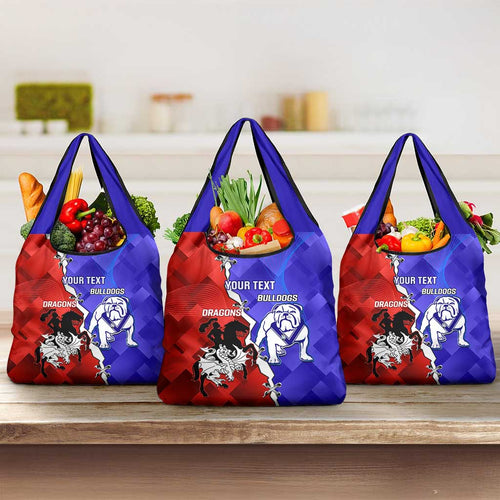 Custom Bulldogs And Dragons Rugby 2025 Grocery Bag Dynamic Style