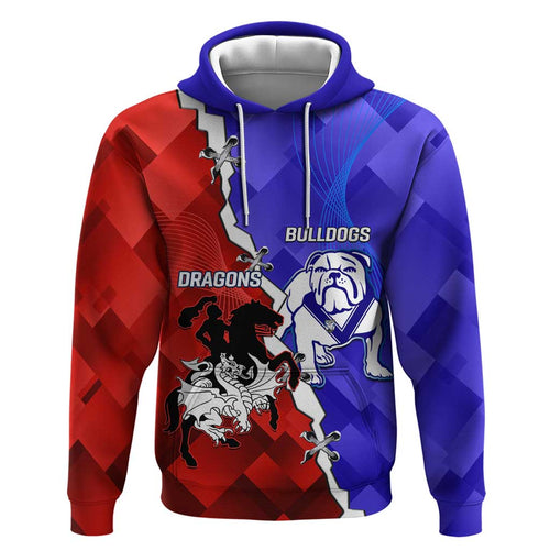 Custom Bulldogs And Dragons Rugby 2025 Hoodie Dynamic Style