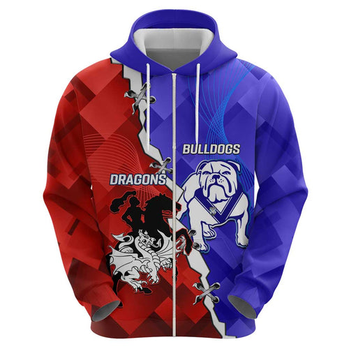 Custom Bulldogs And Dragons Rugby 2025 Hoodie Dynamic Style
