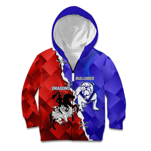 Custom Bulldogs And Dragons Rugby 2025 Kid Hoodie Dynamic Style