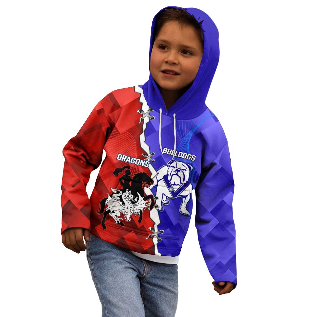 Custom Bulldogs And Dragons Rugby 2025 Kid Hoodie Dynamic Style