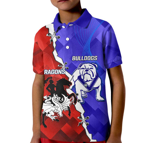 Custom Bulldogs And Dragons Rugby 2025 Kid Polo Shirt Dynamic Style