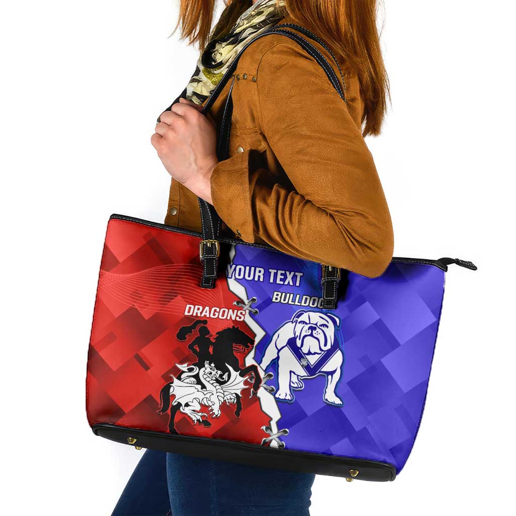 Custom Bulldogs And Dragons Rugby 2025 Leather Tote Bag Dynamic Style