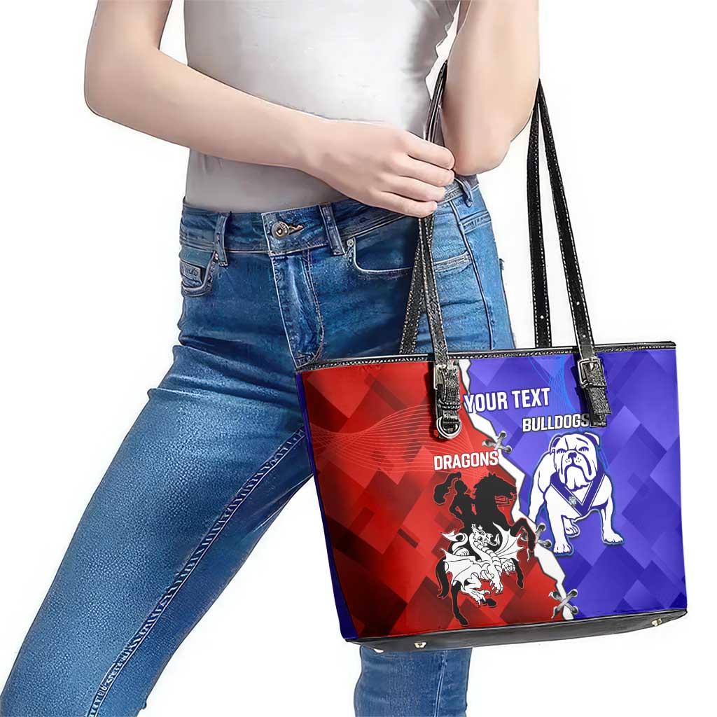 Custom Bulldogs And Dragons Rugby 2025 Leather Tote Bag Dynamic Style