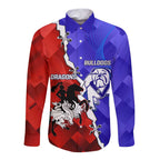 Custom Bulldogs And Dragons Rugby 2025 Long Sleeve Button Shirt Dynamic Style