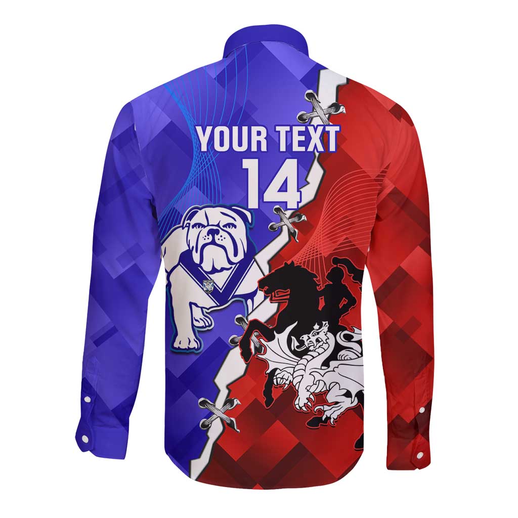 Custom Bulldogs And Dragons Rugby 2025 Long Sleeve Button Shirt Dynamic Style