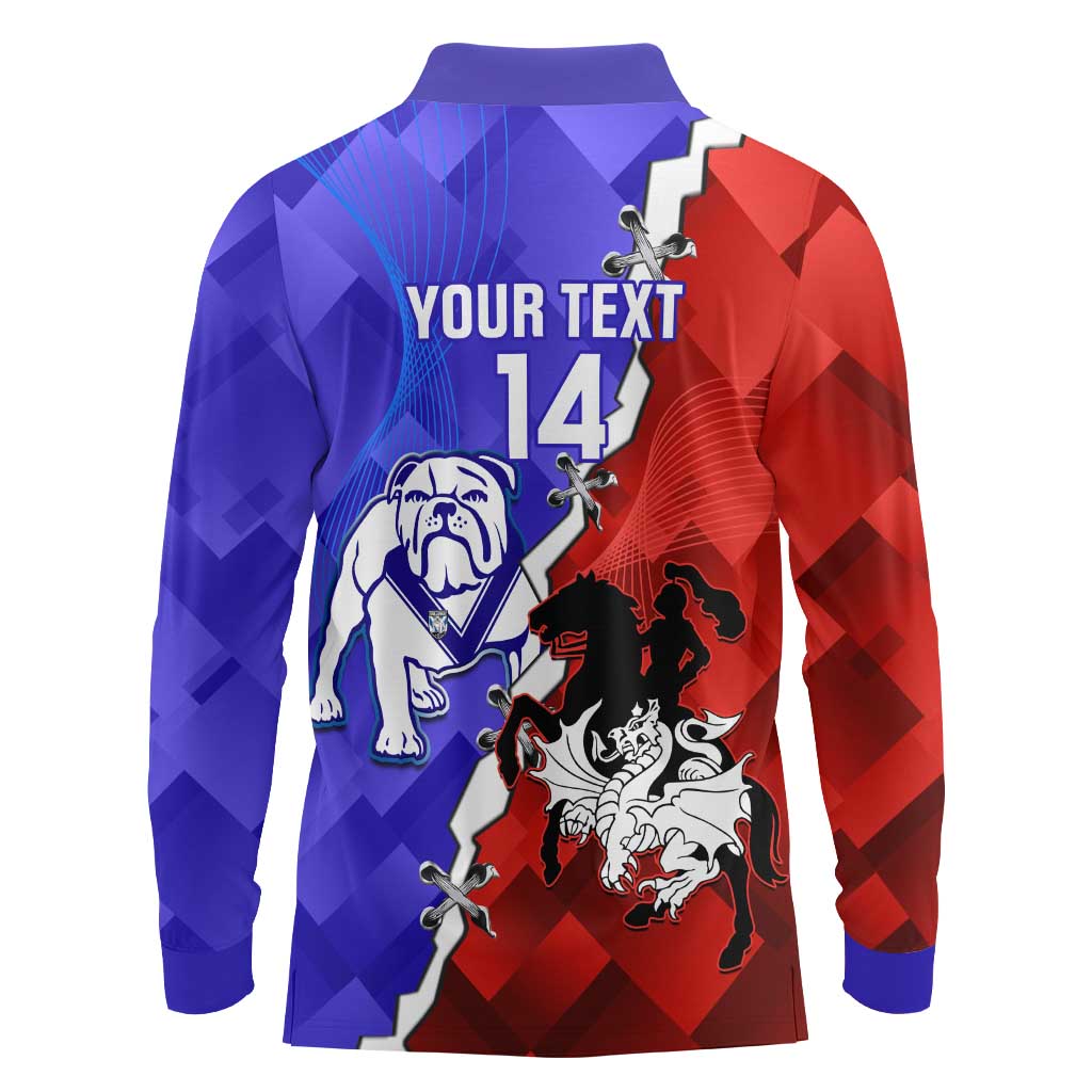 Custom Bulldogs And Dragons Rugby 2025 Long Sleeve Polo Shirt Dynamic Style