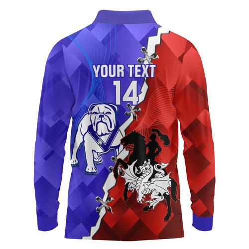 Custom Bulldogs And Dragons Rugby 2025 Long Sleeve Polo Shirt Dynamic Style