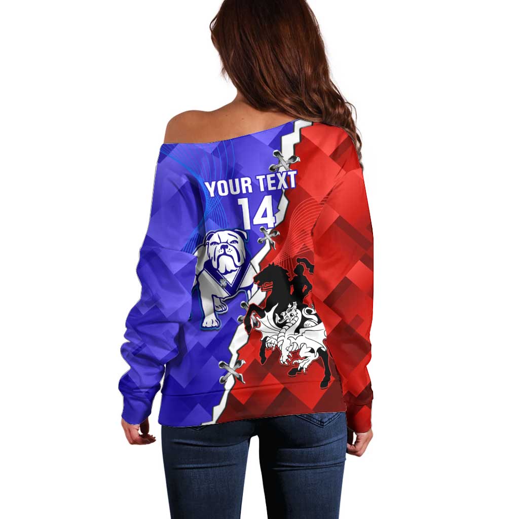 Custom Bulldogs And Dragons Rugby 2025 Off Shoulder Sweater Dynamic Style