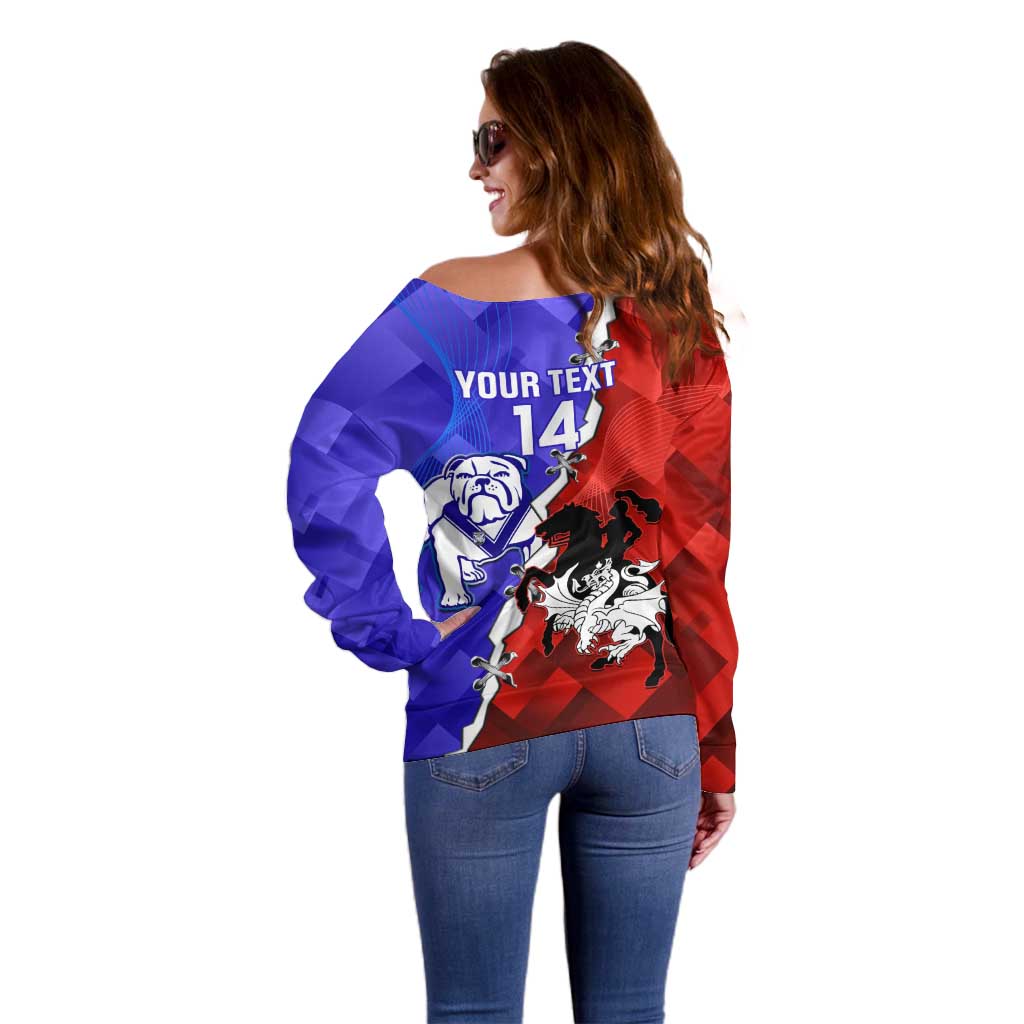 Custom Bulldogs And Dragons Rugby 2025 Off Shoulder Sweater Dynamic Style