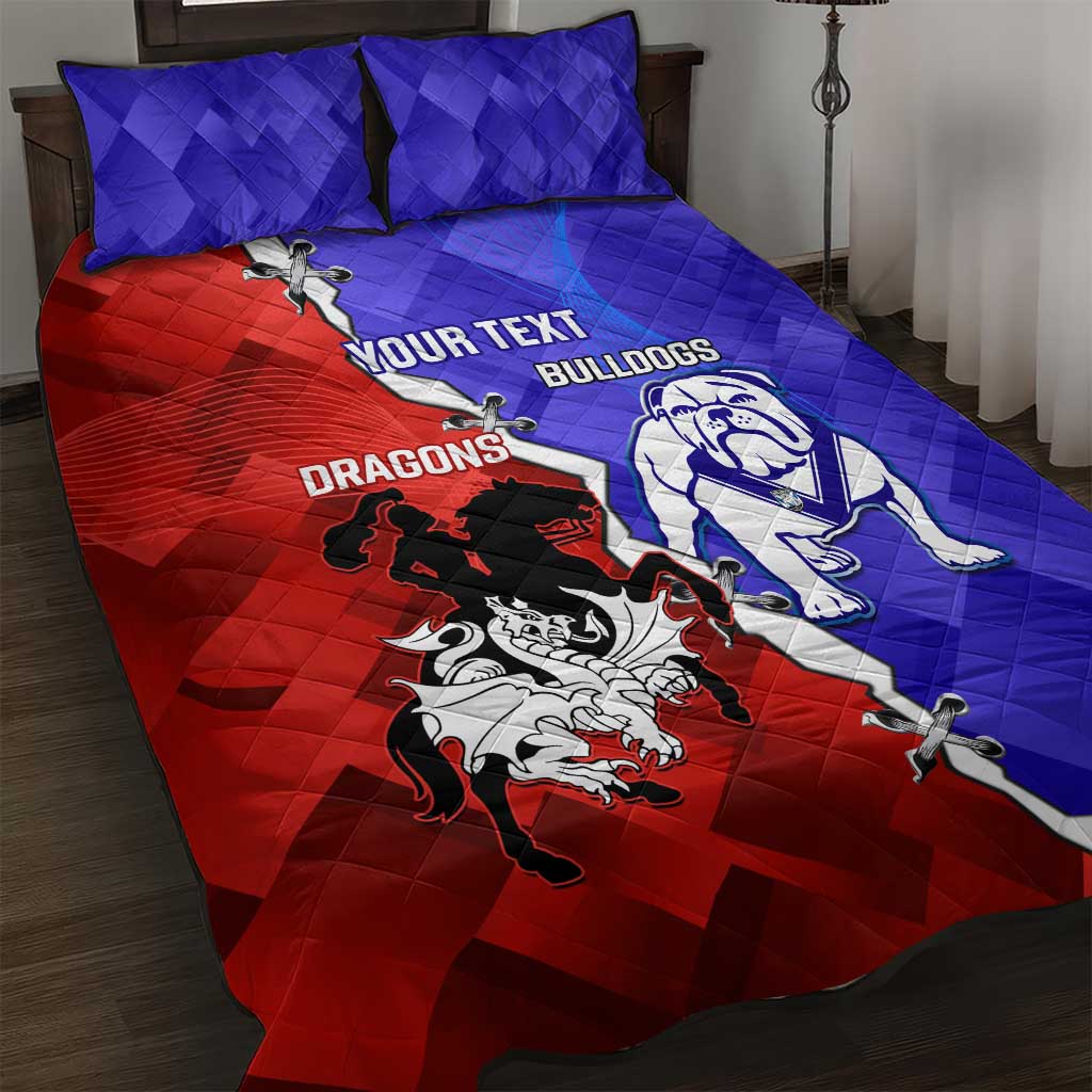 Custom Bulldogs And Dragons Rugby 2025 Quilt Bed Set Dynamic Style