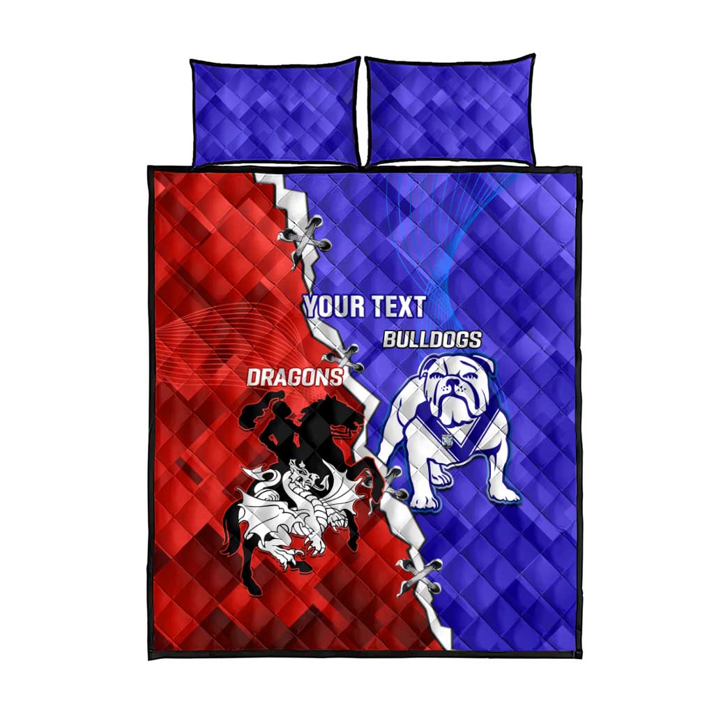 Custom Bulldogs And Dragons Rugby 2025 Quilt Bed Set Dynamic Style