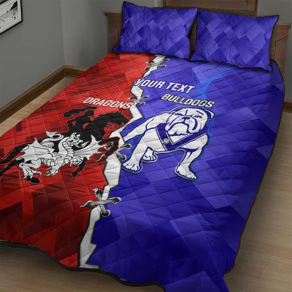Custom Bulldogs And Dragons Rugby 2025 Quilt Bed Set Dynamic Style