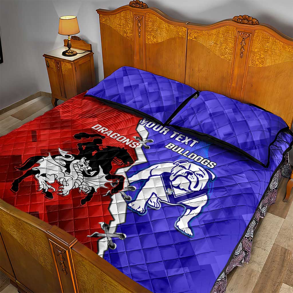 Custom Bulldogs And Dragons Rugby 2025 Quilt Bed Set Dynamic Style
