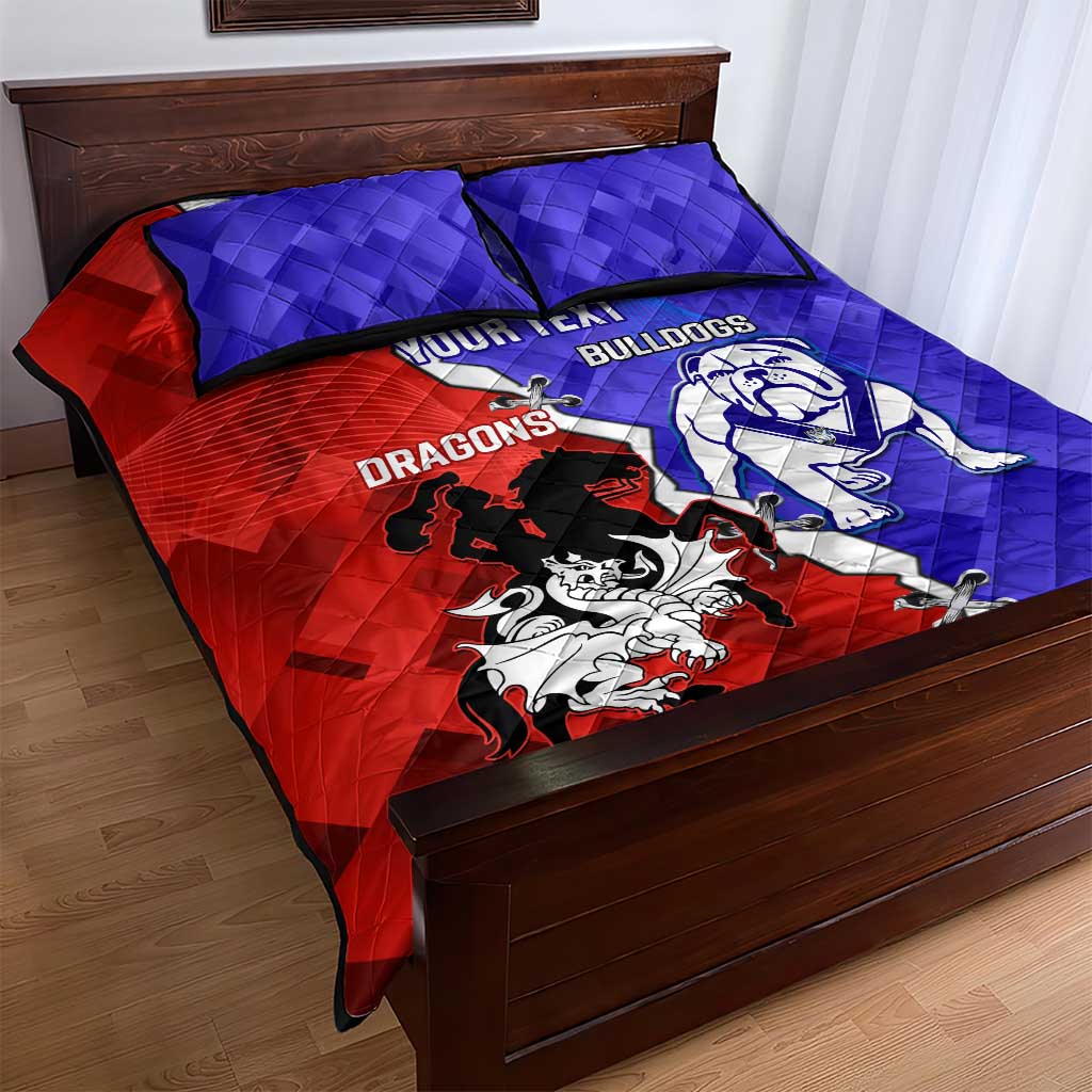 Custom Bulldogs And Dragons Rugby 2025 Quilt Bed Set Dynamic Style