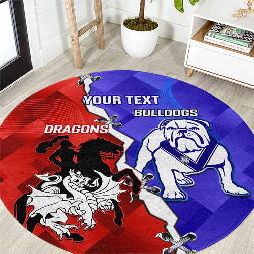 Custom Bulldogs And Dragons Rugby 2025 Round Carpet Dynamic Style