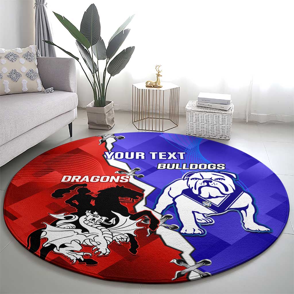Custom Bulldogs And Dragons Rugby 2025 Round Carpet Dynamic Style