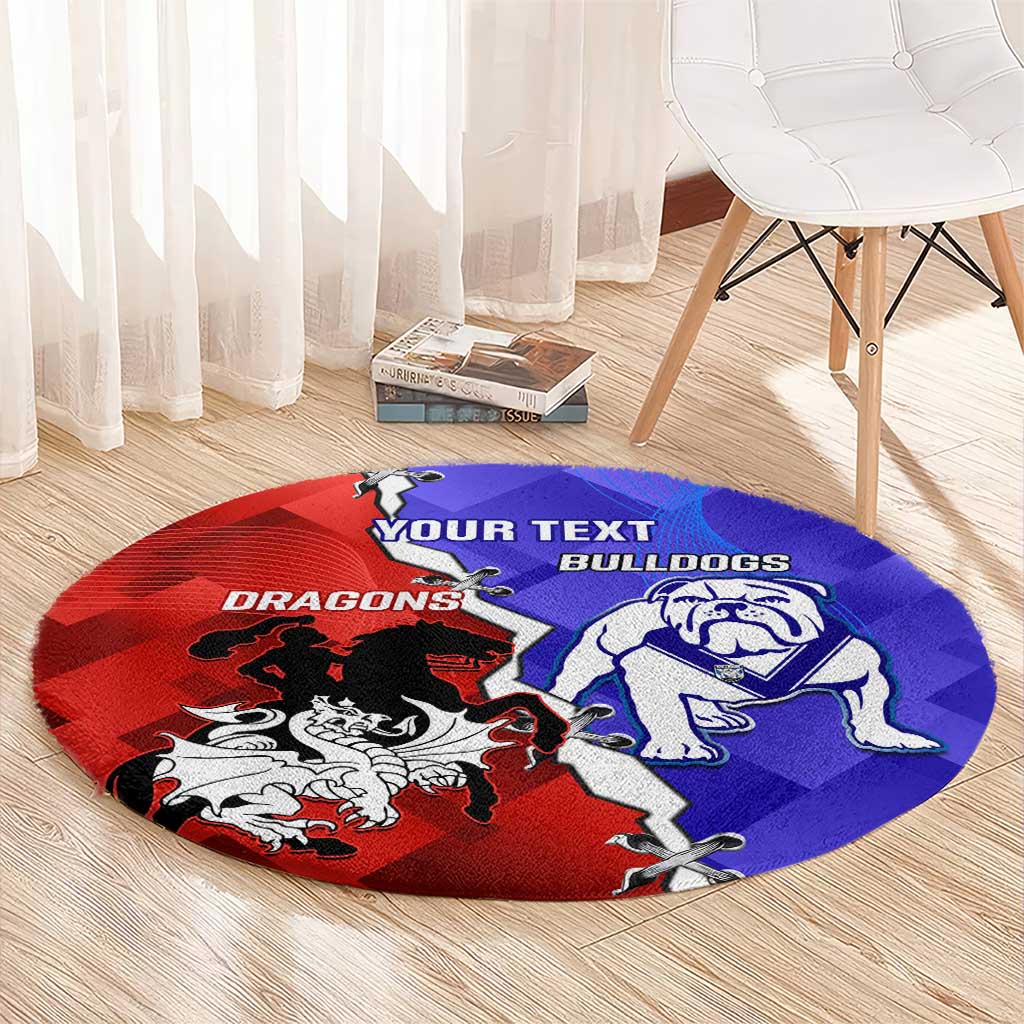 Custom Bulldogs And Dragons Rugby 2025 Round Carpet Dynamic Style