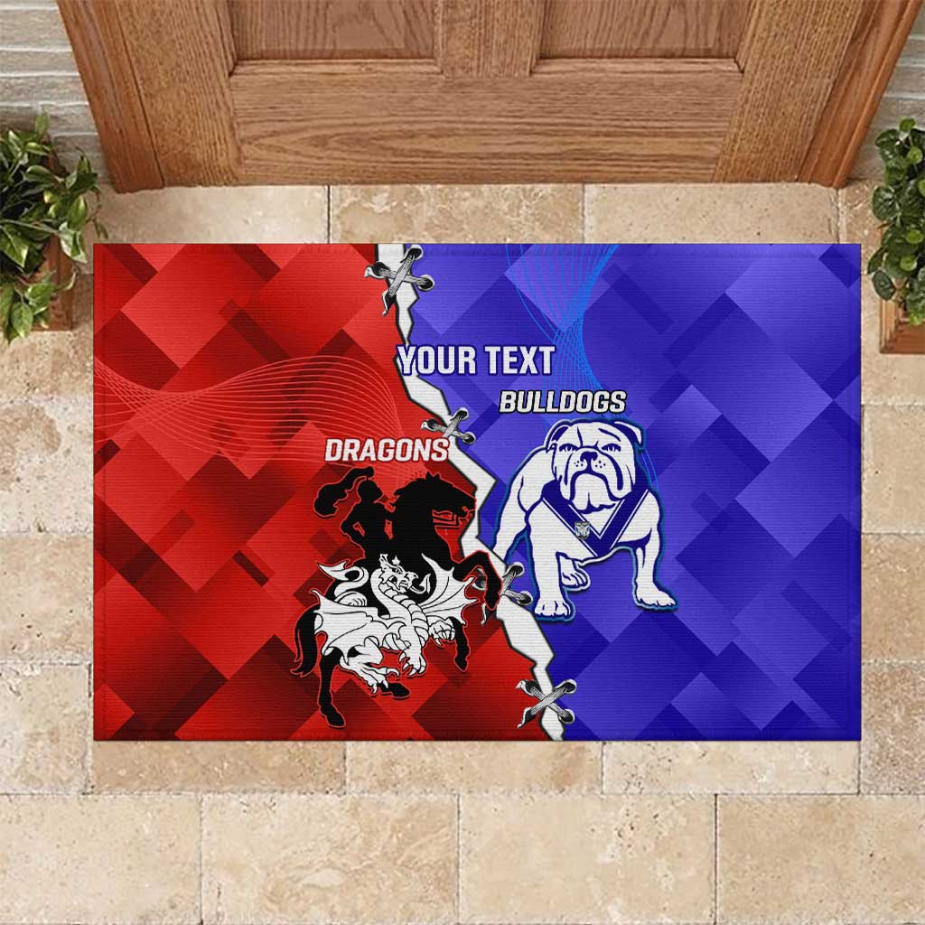 Custom Bulldogs And Dragons Rugby 2025 Rubber Doormat Dynamic Style