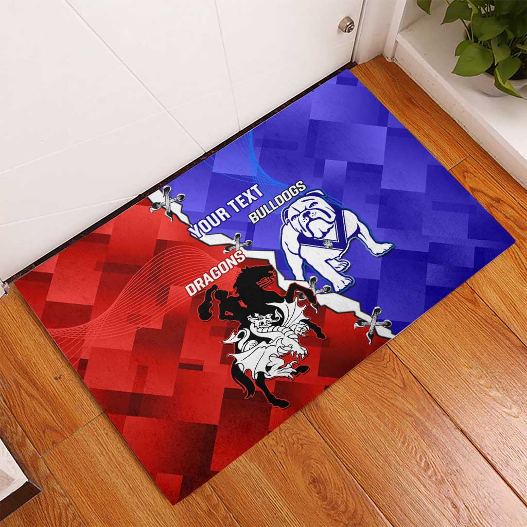 Custom Bulldogs And Dragons Rugby 2025 Rubber Doormat Dynamic Style