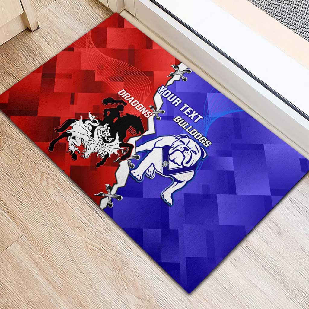 Custom Bulldogs And Dragons Rugby 2025 Rubber Doormat Dynamic Style