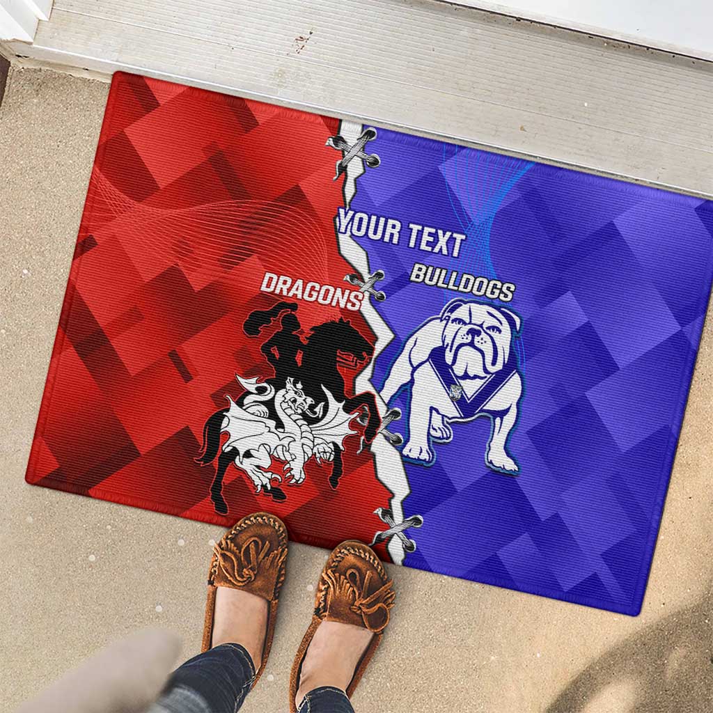Custom Bulldogs And Dragons Rugby 2025 Rubber Doormat Dynamic Style