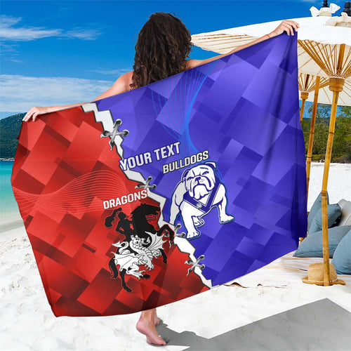 Custom Bulldogs And Dragons Rugby 2025 Sarong Dynamic Style