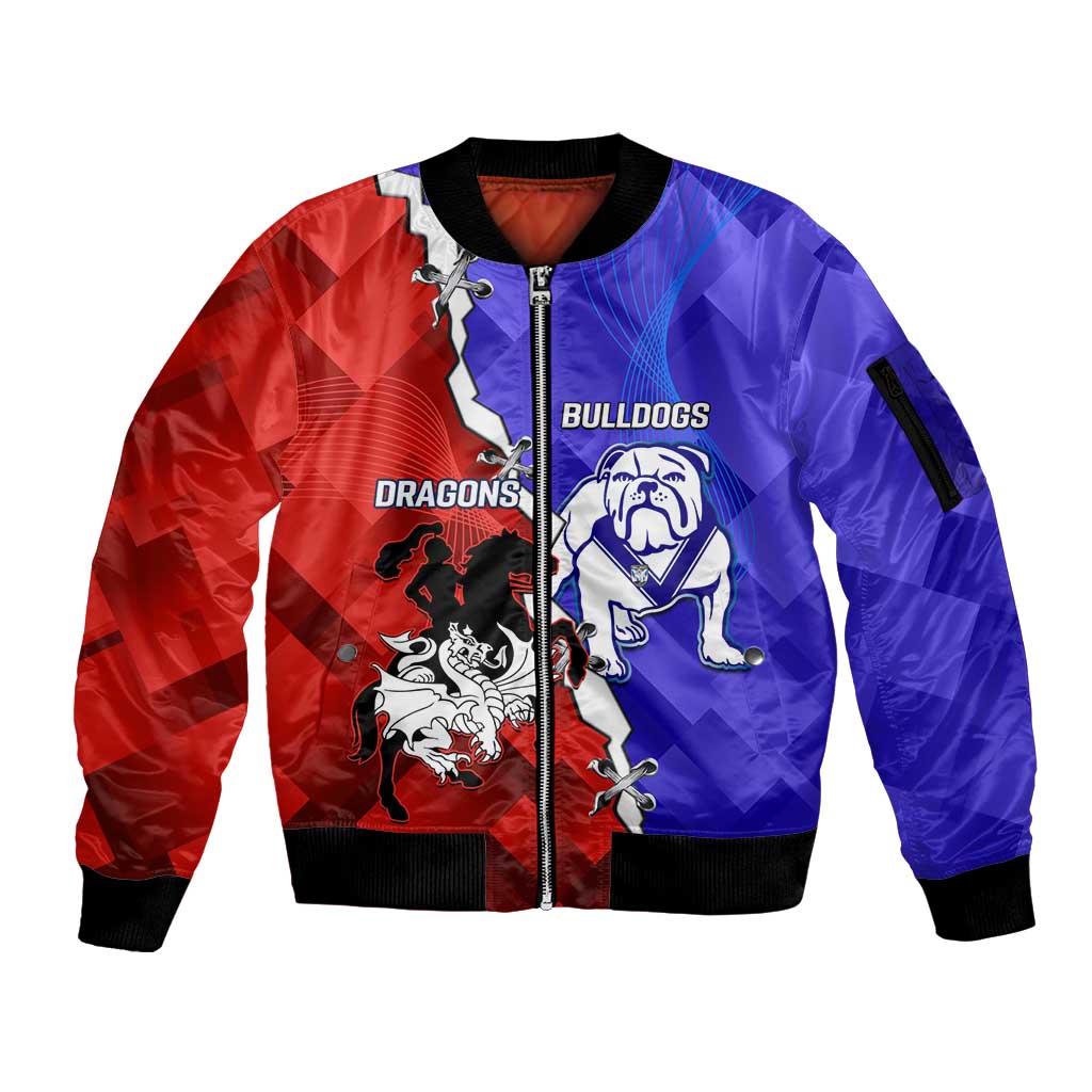 Custom Bulldogs And Dragons Rugby 2025 Sleeve Zip Bomber Jacket Dynamic Style