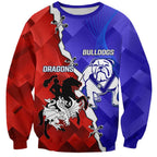 Custom Bulldogs And Dragons Rugby 2025 Sweatshirt Dynamic Style