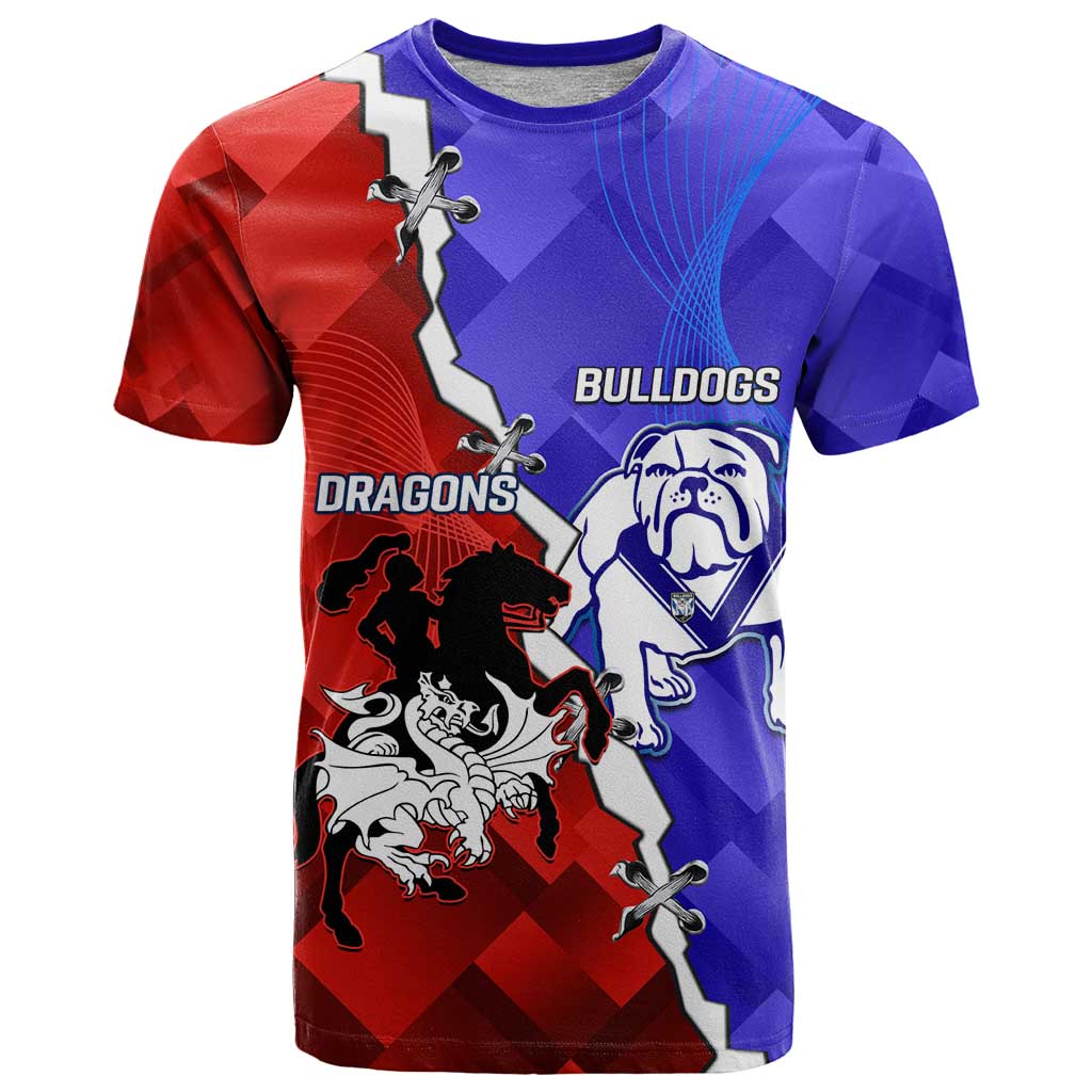 Custom Bulldogs And Dragons Rugby 2025 T Shirt Dynamic Style