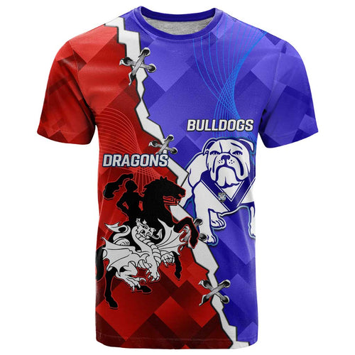 Custom Bulldogs And Dragons Rugby 2025 T Shirt Dynamic Style