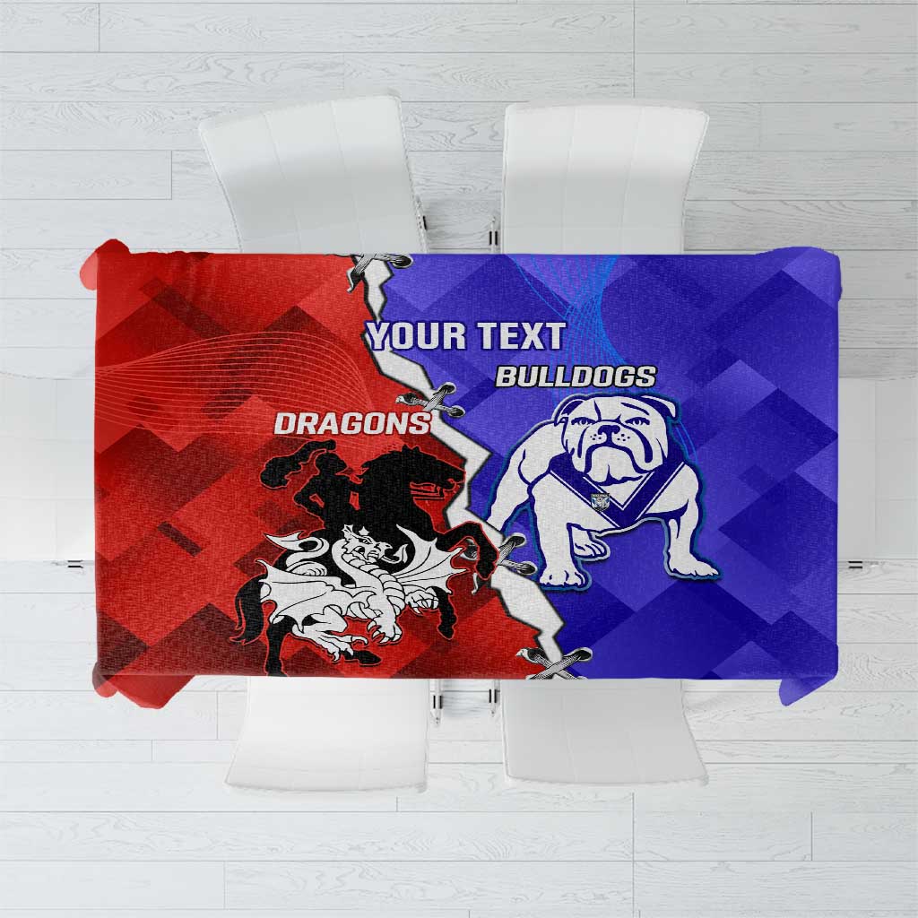 Custom Bulldogs And Dragons Rugby 2025 Tablecloth Dynamic Style